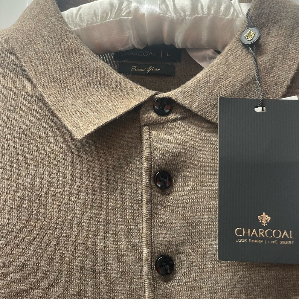 Charcoal Finest Yarn Brown Polo Shirt Size L
